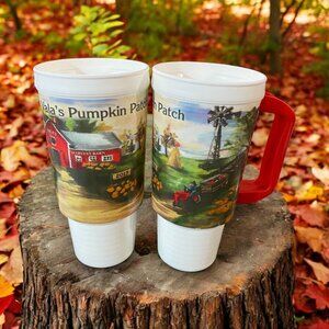 Vala's Pumpkin Patch Fall Family Fun Plastic Mugs, Halloween 2017 Omaha NE Valas